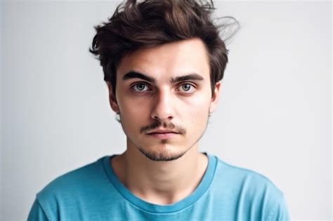 Premium Ai Image Close Up Face Of A Young Man Without Emotions