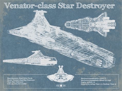 Venator Class Star Destroyer Republic Attack Cruiser Blueprint Etsy