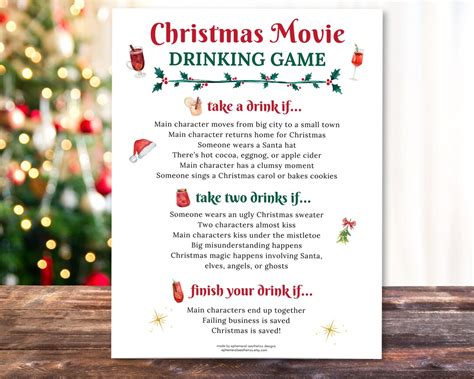 Christmas Movie Drinking Game Hallmark Movie Drinking Game Holiday