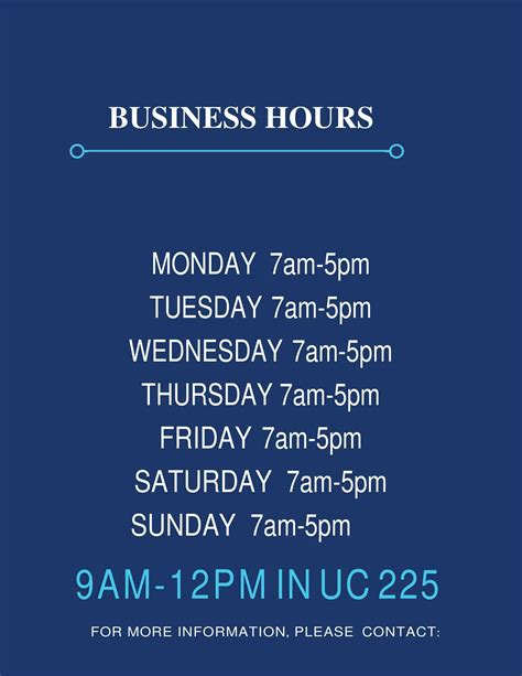 Free Printable Business Hours Templates Pdf Word Excel