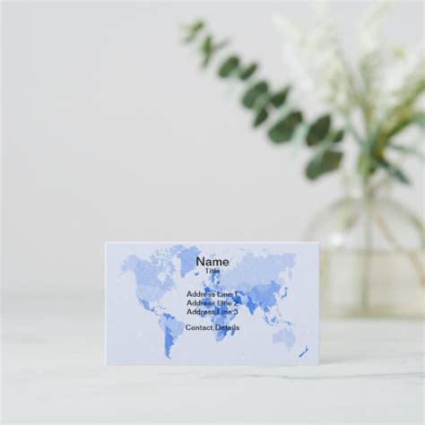 World Map Crumpled Pale Blue Business Card Zazzle