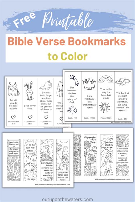 Free Printable Bible Verse Bookmarks To Color Out Upon The Waters