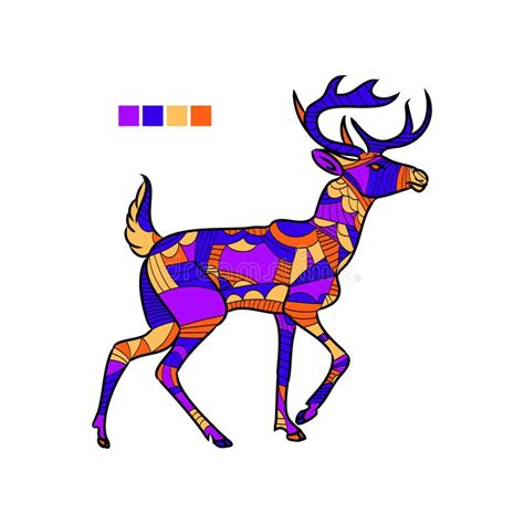 Highly Detailed Abstract Deer Illustration Animal Patterns With Hand