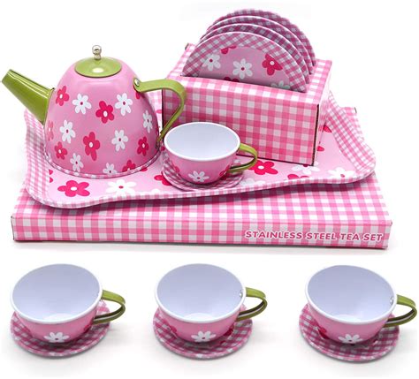 Tea Set For Girls Play Pretend Fancy Tea Time Toy Sets For Children