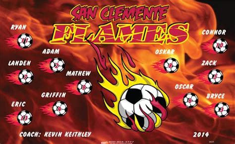 Flames Digitally Printed Vinyl Soccer Sports Team Banner Made In The