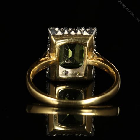 Antiques Atlas Vintage Peridot Diamond Cluster Engagement Ring