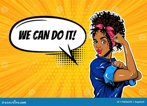 We Can Do It Black Woman Girl Power Pop Art Stock Vector Illustration Of Cartoon Character