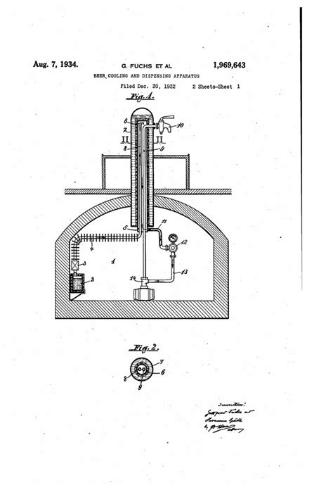 Patent No 1969643a Beer Cooling And Dispensing Apparatus Brookston