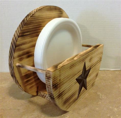 Paper Plate Holder Wooden Plate Holder Rustic Decor Primitive Decor