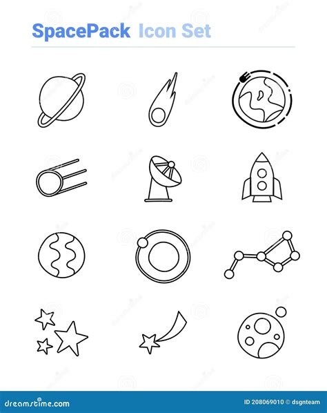 Space Icon Set Of Outline Types Isolated Vector Sign Symbols Icon