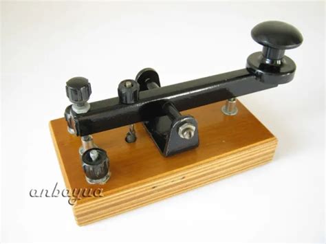 Vintage Morse Code Keyer Telegraph Straight Key With Plywood Base 30