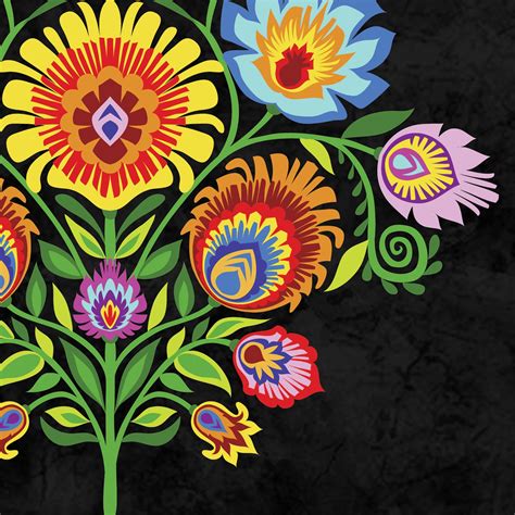 Polish Folk Art Print Wycinanki Flower Folk Colors 5 X 7 8 X Etsy