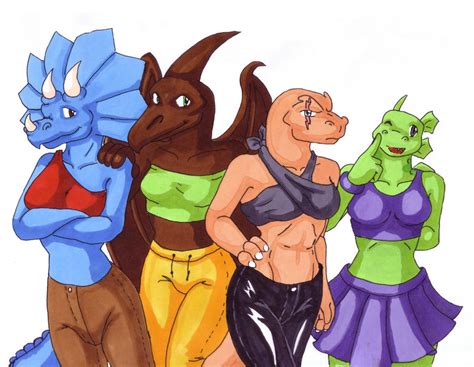 extreme dinosaurs girls colo by shiranuiskyrain on deviantart