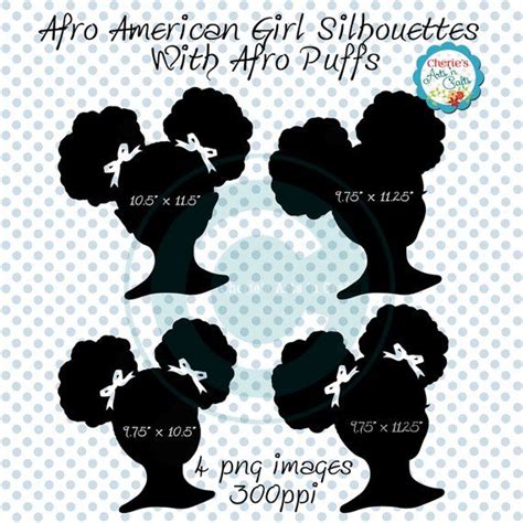 Afro Puffs Clip Art African American Girl Silhouette Etsy Girl
