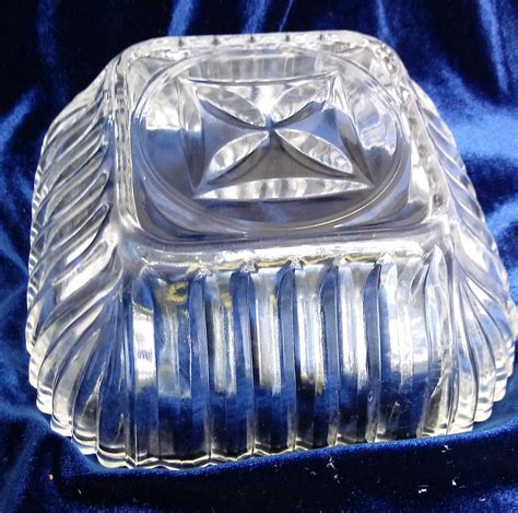 Vintage Lidded Square Clear Pressed Glass Candy Dish Etsy