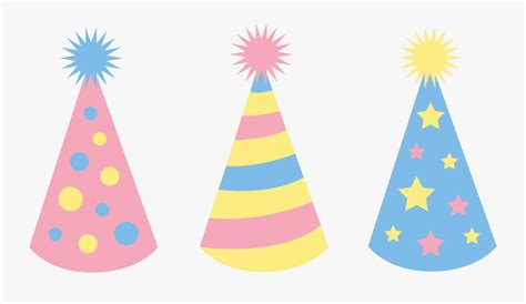 Pastel Colored Party Hats Birthday Hat Vector Png Free