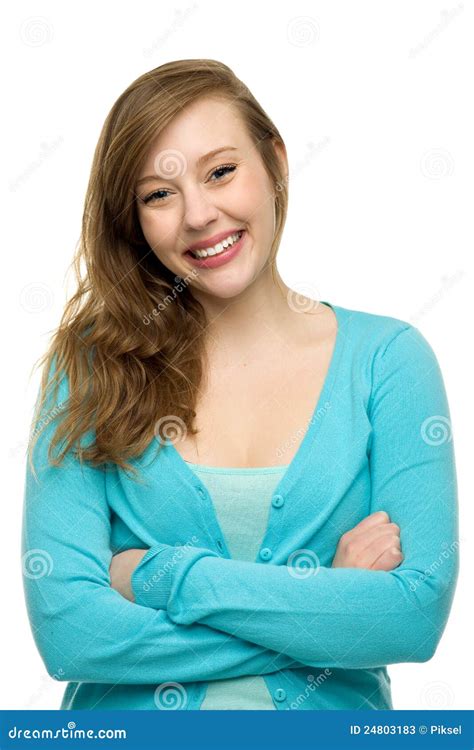 Woman With Arms Folded Stock Image Image Of Cheerful 24803183