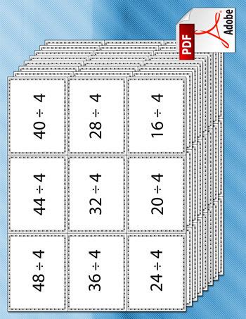 Printable math flash cards multiplication tables 2 3 4 5 and 10. Printable division flash cards - Printable cards