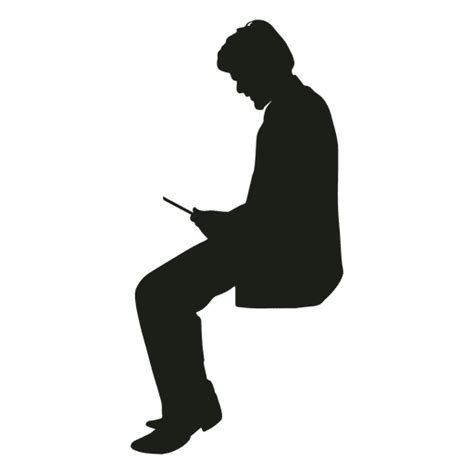 Man With Phone Sitting Silhouette Transparent Png And Svg Vector File