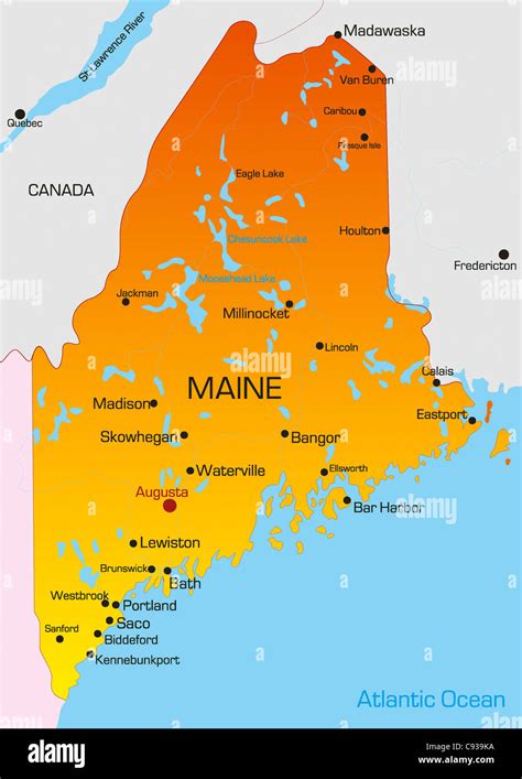 Vector Color Map Of Maine State Usa Stock Photo Alamy
