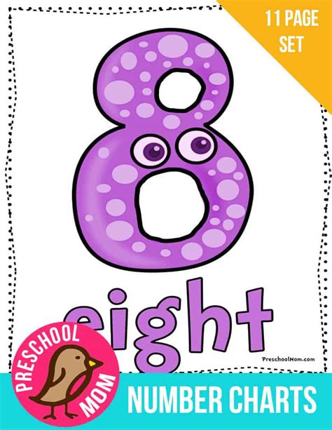 Number word charts from 1 to 50, 1 to 100 and multiples of 10s up to 100 are also available in color and monochrome. Number Preschool Printables - Preschool Mom