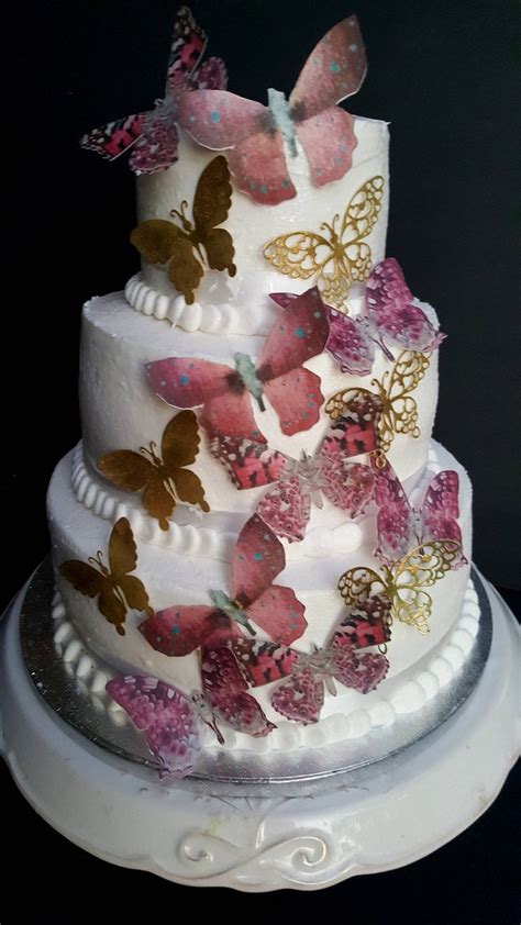 15 Pink And Gold Edible Butterflies Cake And Cupcake Toppers Etsy