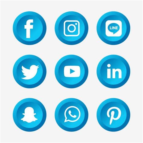 Blue Social Media Icons Set On White Background Stock Photo Premium