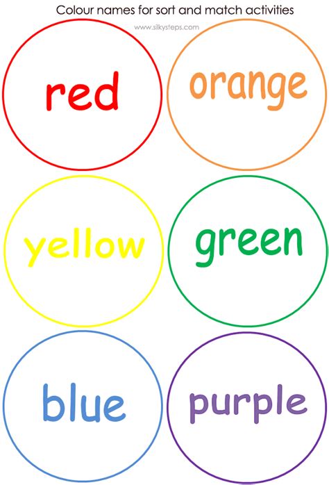 colour names printable toddler color learning learning colors