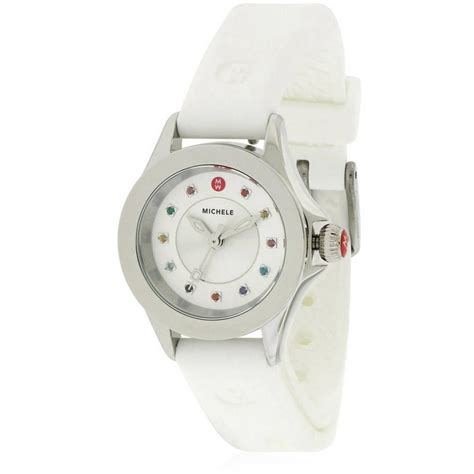 Michele Michele Womens Cape Mini Silicone White 25mm Watch