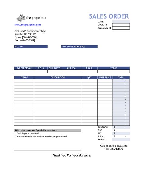 Sales Invoice Template Free Invoice Example