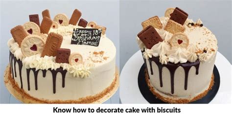 How To Decorate Cake With Biscuits Cake Decoration With Biscuits