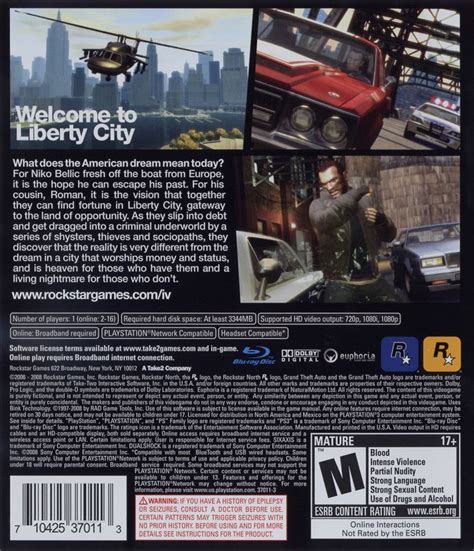 Grand Theft Auto Iv 2008 Playstation 3 Box Cover Art Mobygames