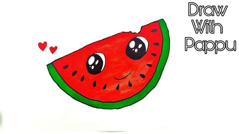 watermelon drawing easy how to draw watermelon step by step youtube