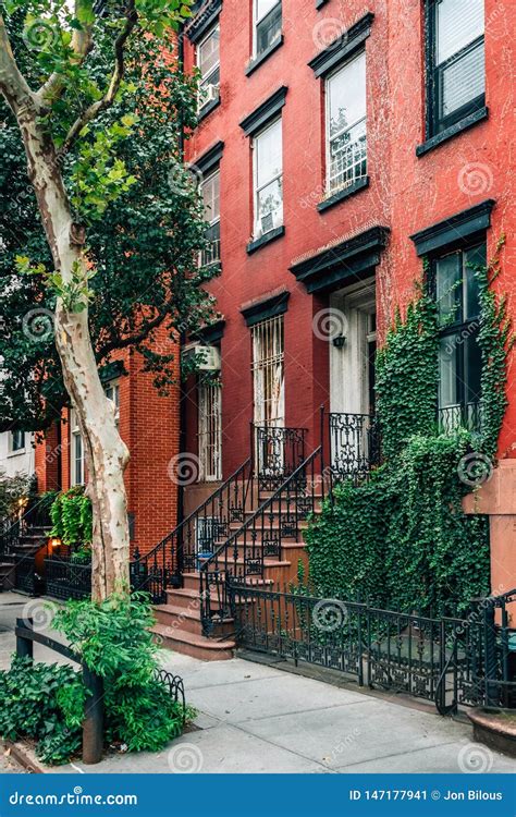 Red Brick House In The West Village Manhattan New York City Stock