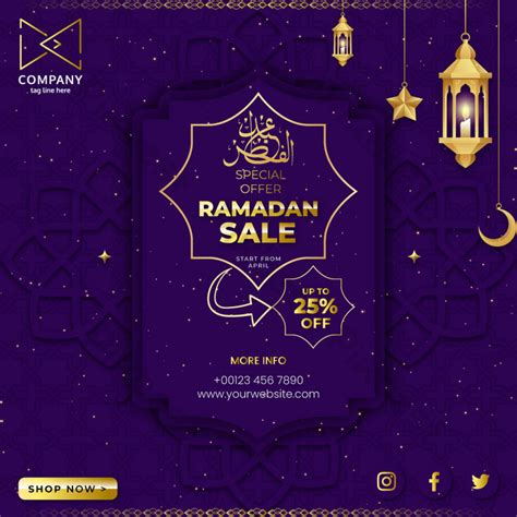 Happy Ramadan Banner Design 2021 For Social Media Eps Free Download