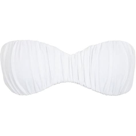 Melissa Odabash Formentera Ruched Bandeau Bikini Top White Halter