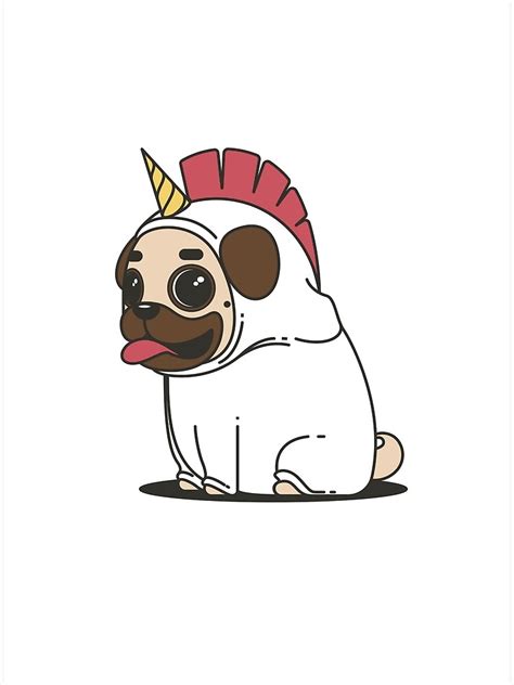 Unicorn Pug Kawai Cute Poster For Sale By Bro Shirt Redbubble