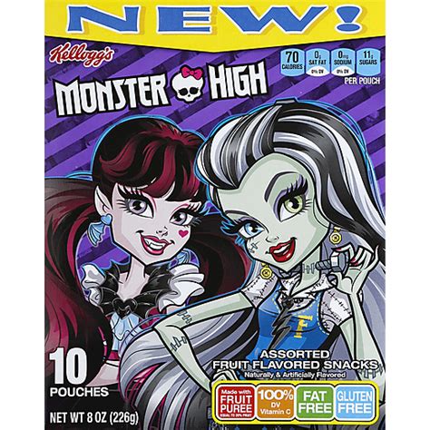 Kelloggs Monster High Assorted Fruit Flavored Snacks 10 Ct Box