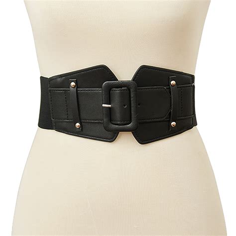 Womens Fashion Buckle Waist Belt Wide Leather Elastic Cinch Corset