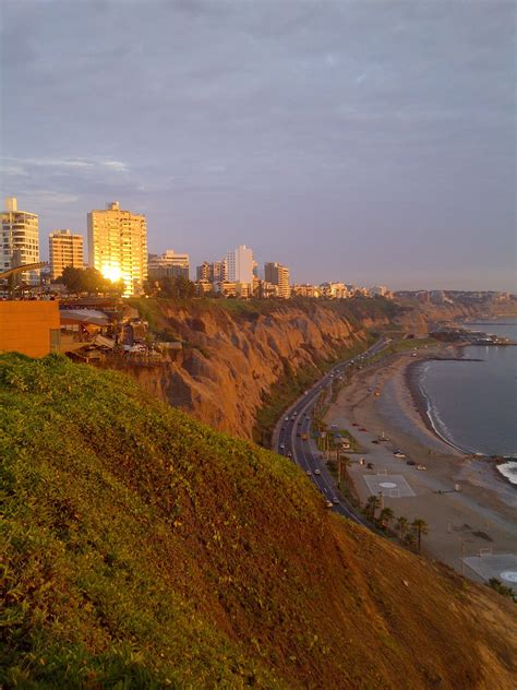 Sunset Costa Verde Miraflores Lima Perú Miraflores Lima Peru Dry
