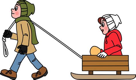 Man Is Pulling Woman On A Sled Clipart Free Download Transparent Png