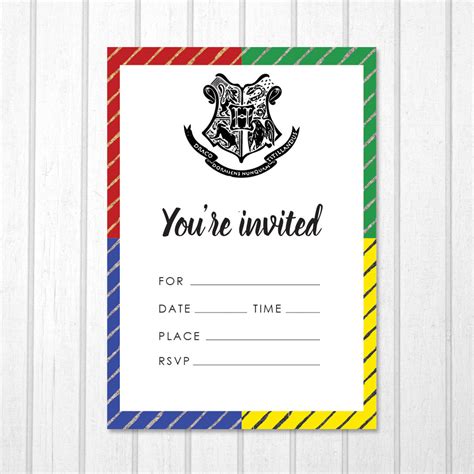Harry Potter Hogwarts Printable Blank Birthday Invitation ...
