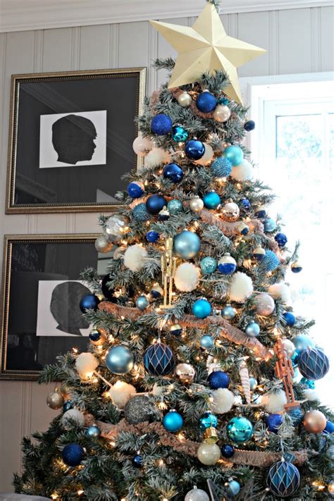 Christmas in purples, blue, teal, & aqua. Decorations of Blue on White Christmas Tree - Southern ...