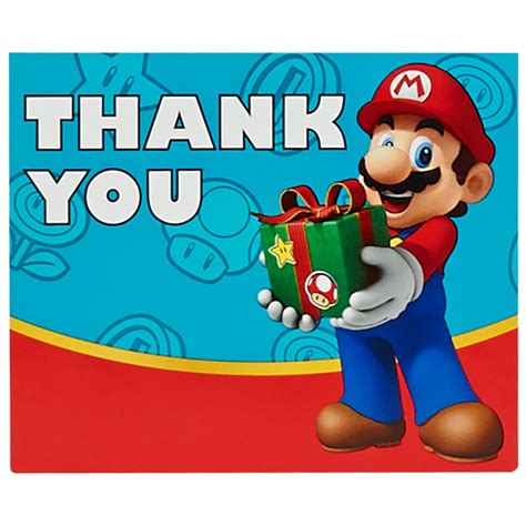 Super Mario Party Supplies 16 Pack Thank You Notes