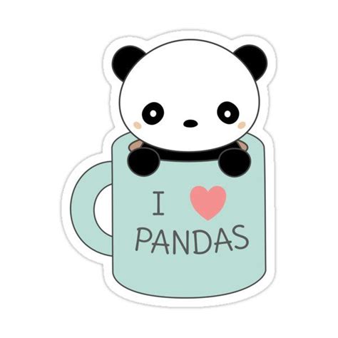 Kawaii Cute I Love Pandas Sticker By Happinessinatee