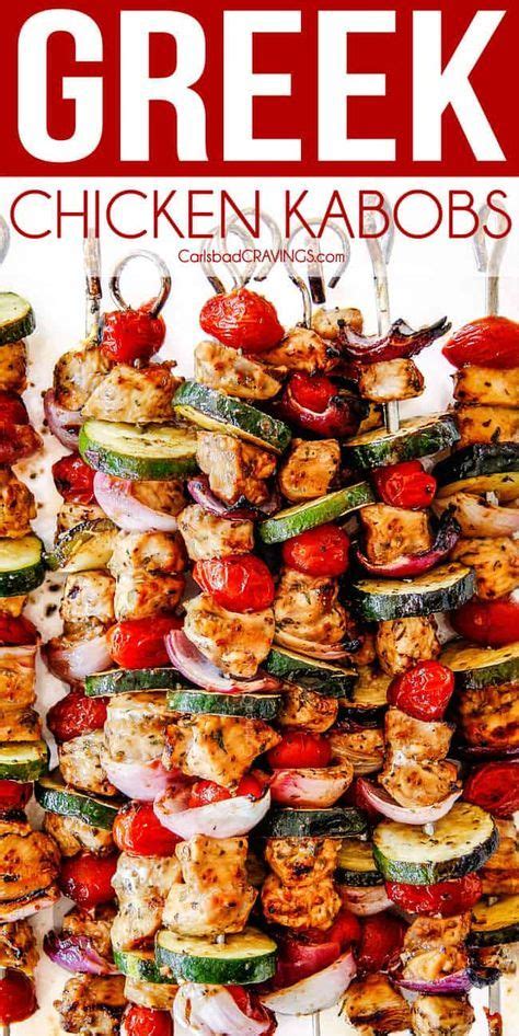 Place the chicken breast halves in a single layer in a baking dish. Greek Chicken Kabobs (Chicken Souvlaki) with melt-in-your ...