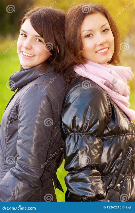 Two Young Attractive Women S Portrait Stock Photo Image Of Flower