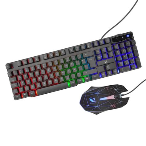 Kit Teclado Y Mouse Green Leaf Mitzu Tipo Gamer Luz Led Multicolor