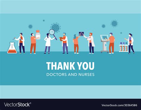 Thank You Doctor And Nurse Covid 19 Pandemic Vector Image