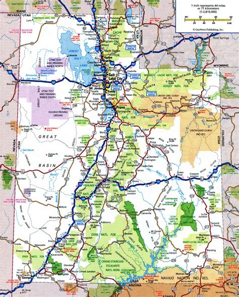 Utah Roads Map With Cities And Towns Highway Freeway Syaye Free